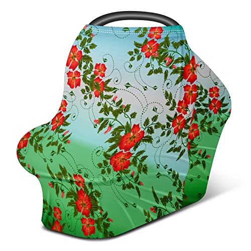 Capas de assento de carro para bebês plantas vermelhas tropicais folhas de enfermagem de enfermagem Campa de carrinho de