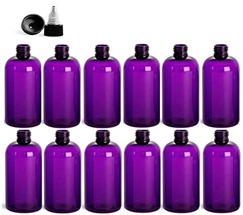 8 onças de garrafas redondas de Boston, Pet Plástico Pedro vazio Recarregável BPA sem tampas de topo preto/natural