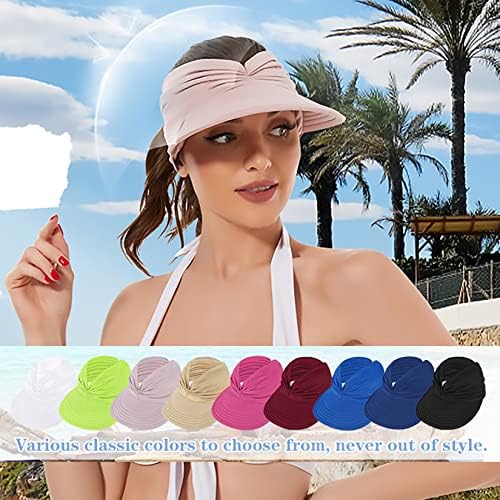 Komorebi Womens Sun Visor Hat Wide Brim Sun Visor Chaily Hat UPF 50+ Chapéus de Chapéus de Proteção de Verão Chapéus de praia