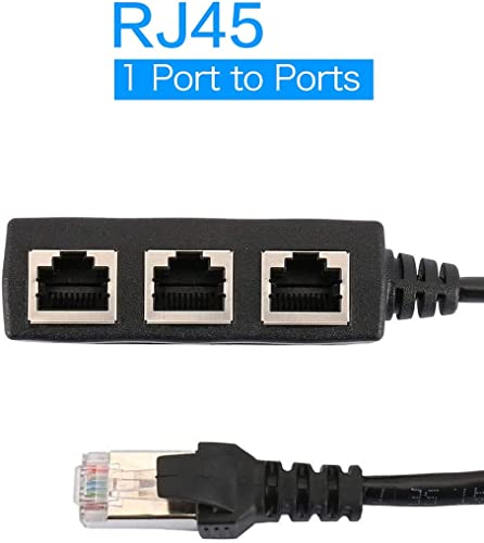 Couplador Ahybzn RJ45, Couplador Ethernet, Couplador de linha para Super Cat5, Cat5e, Cat6, Cat7 Lan Ethernet Socket Adapter, 1 homem a 3 x fêmea, preto, preto