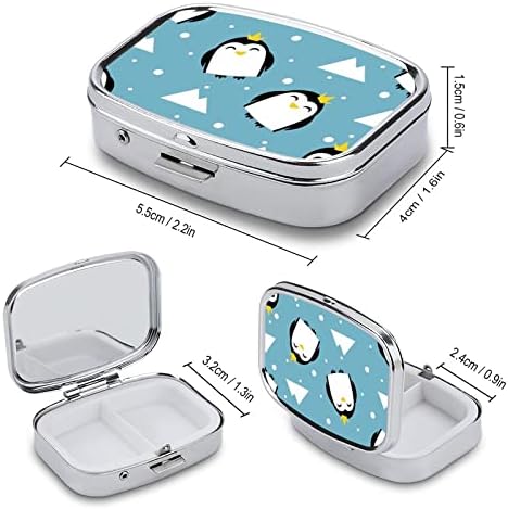 Caixa de comprimidos de metal Caso de armazenamento de pênis de pinguim de pinguim organizadores de pílula pequena para viagens de bolso de bolso 2.2x1.6in
