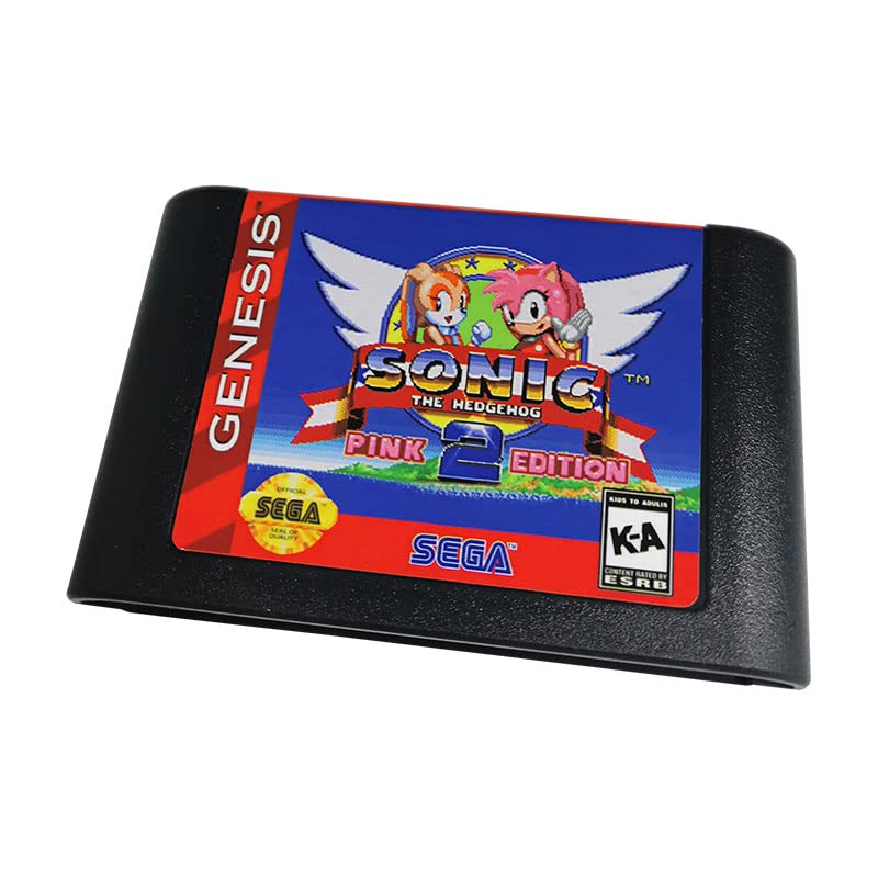 Sonic2 The Hedgehog Pink Edition Game Cartidge - Jogos Electronic 16 Bit MD Game Card para PAL e NTSC Versão