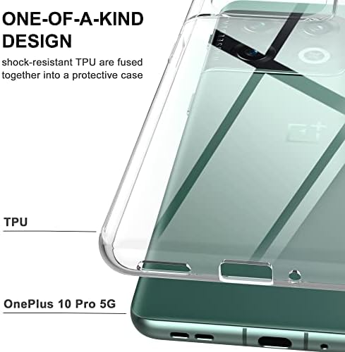 Qitayolife Crystal Clear projetado para a capa de caixa OnePlus 10 Pro 5g, capa traseira de 1,2 mm de espessura,