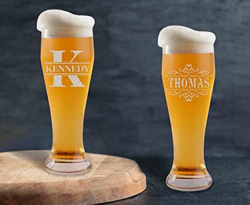 Teeamerore personalizado 16 oz cerveja de vidro de vidro dos namorados aniversário de aniversário pilsner copos ulowarming