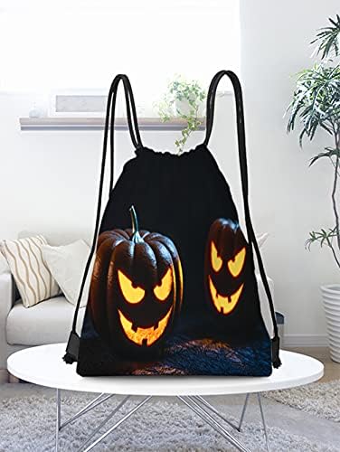 Halloween Night Christmas Drawstring Backpack Funny Sport Gym Bag Bag Water Draw Sackpack para homens Mulheres Yoga Travel