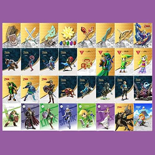 32 peças Legend of Zelda Amiibo Card, Zelda Mini NFC Tags Card Full Collection, compatível com Switch, Switch Lite, Wii U e novos sistemas 3DS