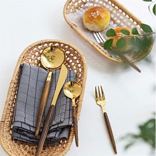 ZCMEB Rattan Woven Armazenamento de cesto de fruta Bandeja de armazenamento de cesto de café da manhã Caixa de exibição Home decoração