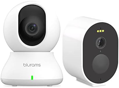 Câmera de segurança Blurams 2k, câmera de cachorro de monitor de bebê+ câmera de segurança sem fio 2k, câmera externa alimentada por