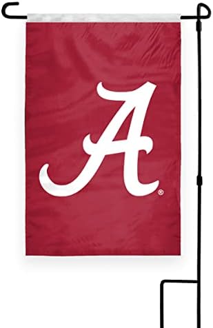 Alabama University Crimson Tide Team Logo Garden Bandeiras - Poliéster impressa de dupla face de 12x18 polegadas com manga de pólo de nylon de 12 - NCAA Alabama licenciado