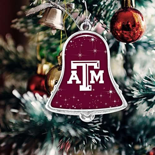 Texas A&M Aggies Tamu Silver Bell Silver Metal Christmas Ornament Decoração