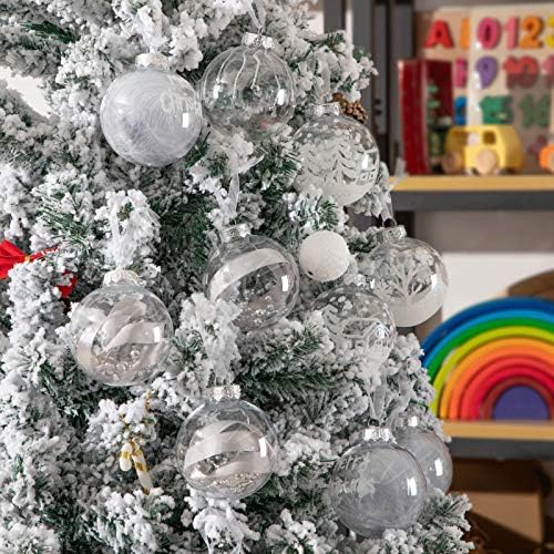 12 PCs Bolas de Natal Ornamentos para Natal - 75mm/2,95 Bolas de plástico transparente transparentes, bolas de árvore penduradas cheias para decorações de festa de casamento de aniversário de aniversário