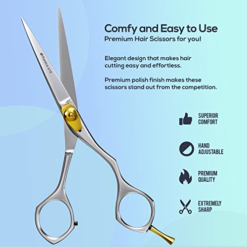 SUVORNA 6 SCISSORS DE CABELO PROFISSIONAL - CORRETO DE CABELO PROFISSIONAL - SCISSORES DE CABELO PROFISSIONAL - Shears de cabelo Profissional - Barber tesoura Profissional - tesouras de cabelo para mulheres, homens e crianças.