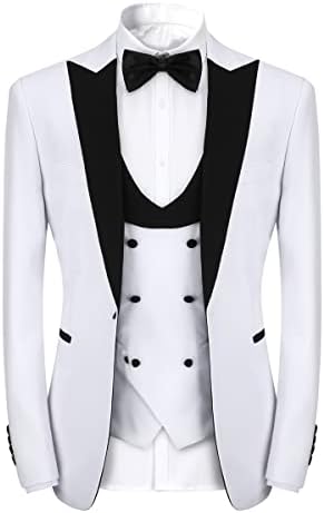 Terno de 3 peças de Yffushi masculino Slim Fit One Button Prom Set Set Blazer Vest Toups