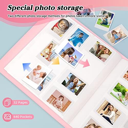2packs 640 Bolsos Mini Álbum de fotos para Fujifilm Instax mini 11 90 70 9 8+ 8 Câmera instantânea de liplay, Polaroid Snap/Pic-300/Z2300/SocialMatic