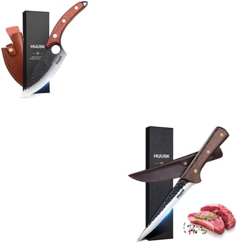 Facas Viking de Huusk Pacote de faca forjada à mão com faca de desossa para corte de carne