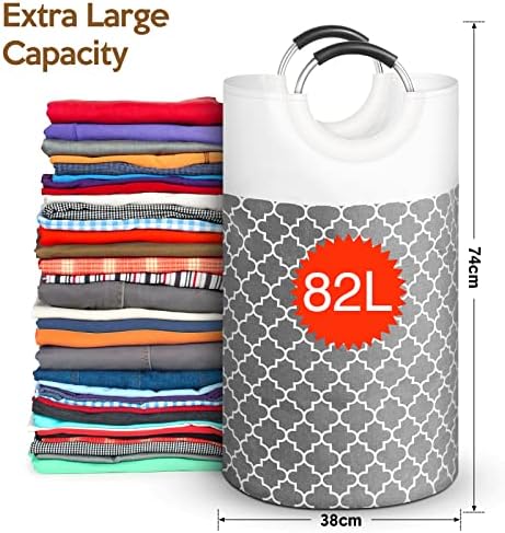 6 PCs Coloques de roupa dobrável com alças grandes cestas de lavanderia à prova d'água cesto de lavanderia portátil 82l para dormitórios da faculdade, lavanderia em casa