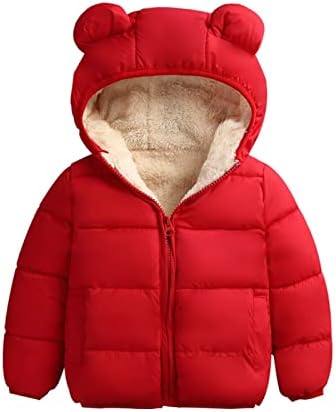 Jjhaevdy meninos meninas jaqueta bosque de jacket inverno lã de lã acolchoada de bosques de urso com capuz casaco com capuz