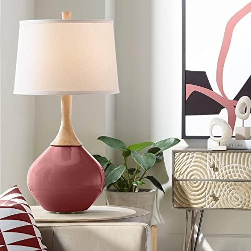 Color + Plus Toile Red Fog Linen Shade Wexler Table Lamp