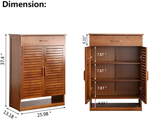 Gabinete de armazenamento de sapatos Sobibo, organizador de sapatos de entrada de 4 camadas com 1 gaveta e 2 portas