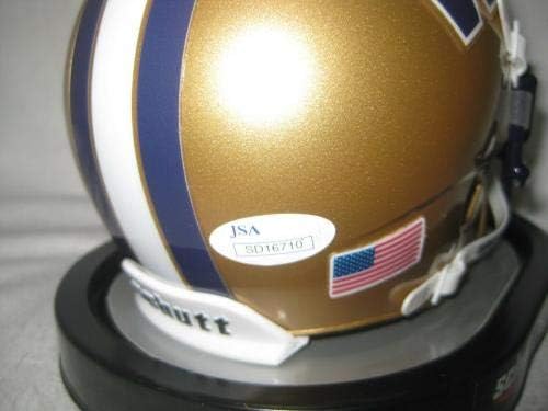Jake Browning assinou Washington Huskies Gold Mini Capacete - JSA Signature Frie - Mini capacetes da faculdade autografada