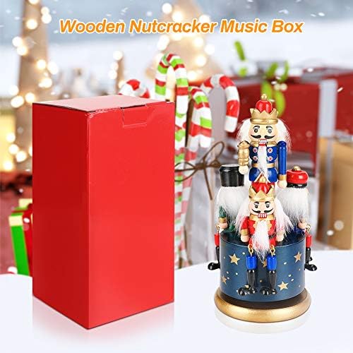 Globalstore Made de madeira de madeira decorações de natal Decorações de Natal Soldier Figura Wind Up Clockwork Caixa de música de