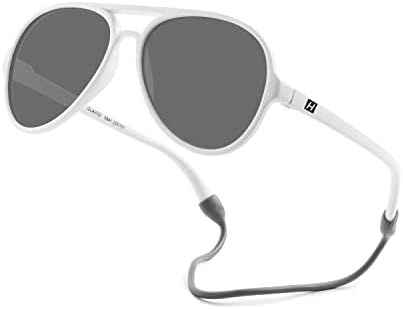 Os óculos de sol das crianças polarizadas por hipsterkid com cinta | Quadro flexível, proteção UV, aviador - idades de 3 a 6