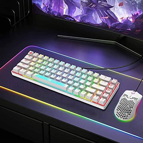 Magic-Refiner 60% RGB Mini-teclado de jogos mecânicos, chaves portáteis 68, interruptores azuis, cabo USB tipo C TYPE, teclado TKL com duas capas de chave para Windows Gaming PC