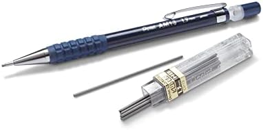 Lápis mecânicos afiados da Pentel, 1,3 mm, HB, chumbo preto, barril azul