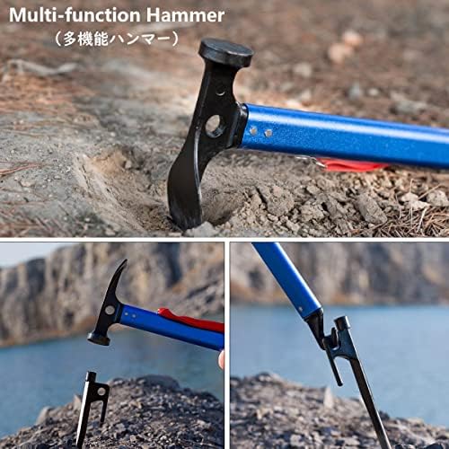 Jeelad Ten Hammer Camping Hammer Aluminium Aluminium Multi-Purpose Accaming Acessories Kit Mallet Hammer para caminhada de mochila jardinagem