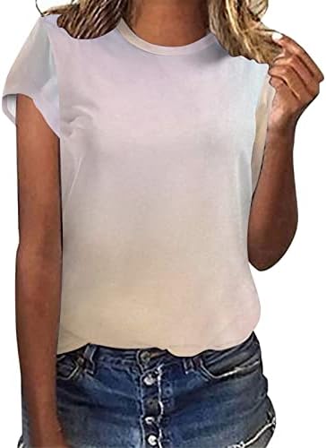 Camisa de manga comprida Mulheres mulheres Casual Tie Dye Gradiente Impressão de mangas curtas Crega da tripulação Blusa de camiseta