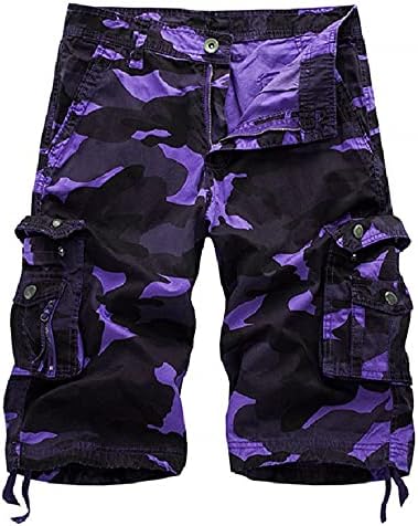 Shorts de carga de camuflagem masculinos curtos leves com bolsos multi -bolsos casuais praia ao ar livre curta
