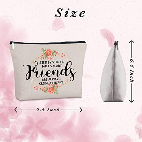 Presentes de amizade para mulheres amigas bolsa de maquiagem lado a lado ou quilômetros separados de aniversário