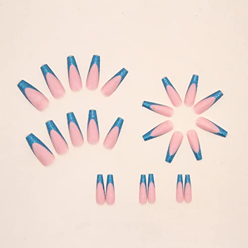 24pcs acrílico pressione unhas unhas falsas de comprimento médio com lantejoulas design de caixão unhas em unhas para