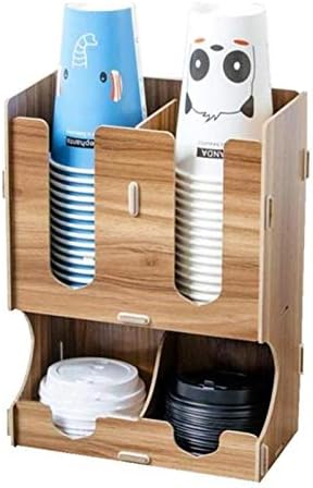 Teerwere Cup e Lid Organizer Wooden Disposable Titular Multi Compartamentos Coffee Coffee Copes de Papel Tampas e Pelas de bebida Caixa de armazenamento de organizador de diy