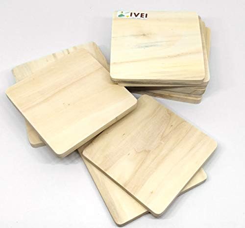 IVEI DIY MADEIRAS MELHAS PRÁCIAS - Coasters de madeira lisos Cutouts em branco em forma de madeira para pintar artesanato de