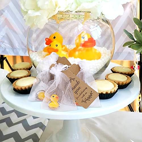 Sunny Seat Cute 3d Duck Kichain Birthday Party Favors 24 Sets Goodie Gifts com tags de agradecimento Kraft e bolsas de presente