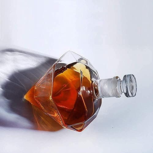 Whisky Decanter Personalidade Decanter de vinho e copos Defina o Whisky Decanter, 850ml Base de decantador de uísque de Diamond de Diamond para bebidas para bebidas alcoólicas, escocês, conhaque, design transparente de bourbon