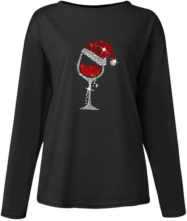 Akollsppnsy Crew pescoço moletons femininos Merry Christmas Boat Neck Camise