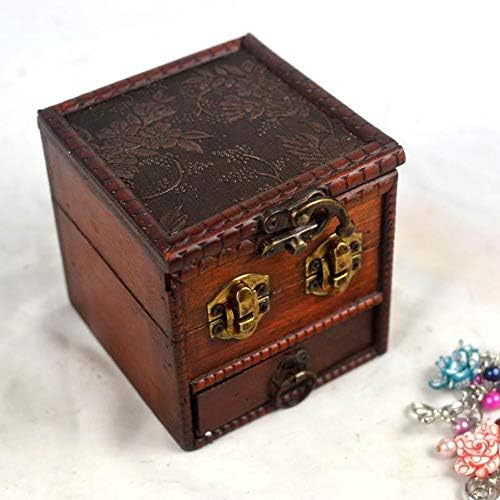 Jóias caixas de peito caixas de jóias baú de jóias retrô de madeira com espelho de jóias portáteis Organizador de jóias