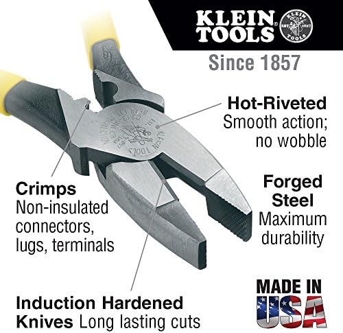 Klein Tools D213-9NE-CR Crimping Parleks & D203-8 Alicates de nariz de agulha, cortadores laterais de nariz comprido, alicates