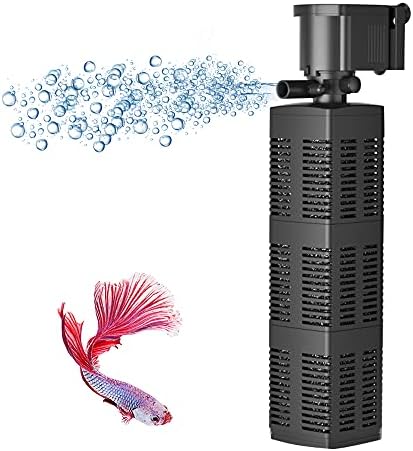 Emmawu 480 GPH Submersível Aquário Bomba de filtro interno para peixe e tanque de tartaruga e lago com filtração química, física