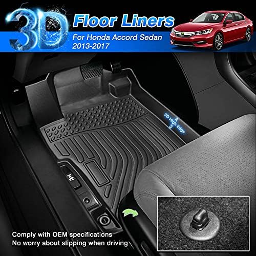 Cartista Custom Fit for Floor Mats Honda Accord 2013-2017 All Weather 1st e 2nd Row Floor Liners Accord Sedan TPE