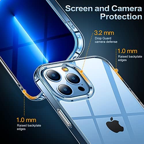 Aedilys Chofsof para o iPhone 13 Pro Case, [não amarelo] [Proteção de gota de grau militar de 15 pés] [resistente ao arranhão], capa de telefone do iPhone 13 não escorregadio 13, 6,1 ''-Limpo
