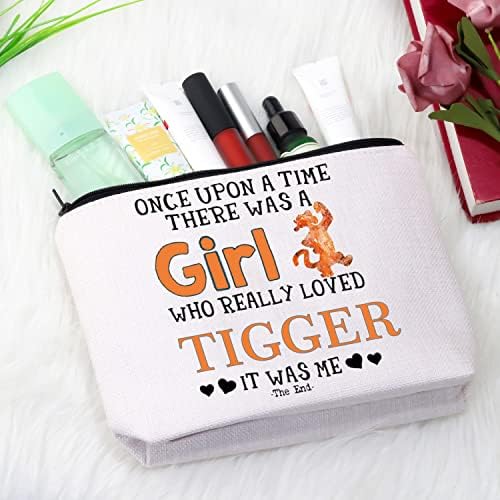 GJTIM Animal Kingdom Gift Tiger Cartoon Personagem Presente Havia uma garota que realmente amava bolsa de maquiagem de bolsa de zíper para fãs