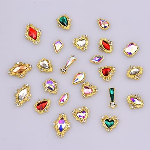 120pcs forma de brilho shinestone ouro 3d metal unhas de decoração de decoração de cristal jóias de jóias abil unhas gemas de