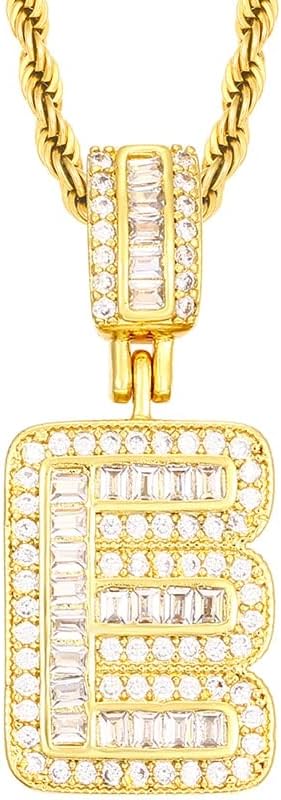 Bula thi Classic Copper Baguete letra Pingente de pingente para homens mulheres lnitial letial jóias charme de ouro - marrom -avermelhado