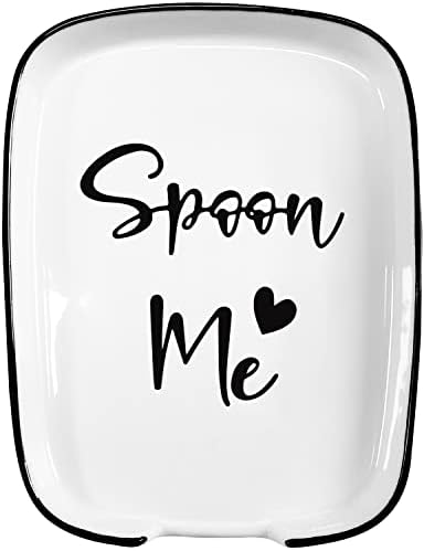 Hvukeke Ceramic Spoon Rest for Stove Top, Funny Spoon Me Spothers White Spot para balcão de cozinha, Decoração fofa de cozinha moderna da fazenda