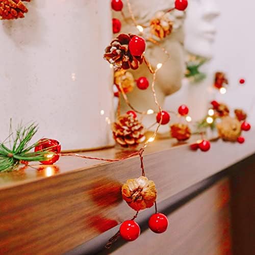 Luzes de cordas de pinheiro de Natal 30 LEDS 10 pés Jingle Bell com frutas de cobre para decoração de festas de festas de fada de