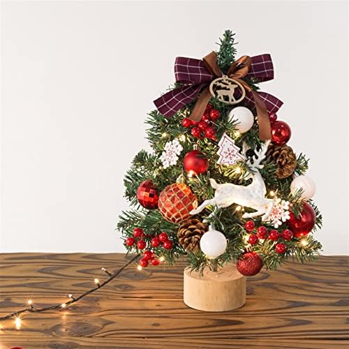 AeTygh Artificial Mini Christmas Tree, 8 polegadas de árvore de natal na mesa de mesa com luzes e ornamentos decoração