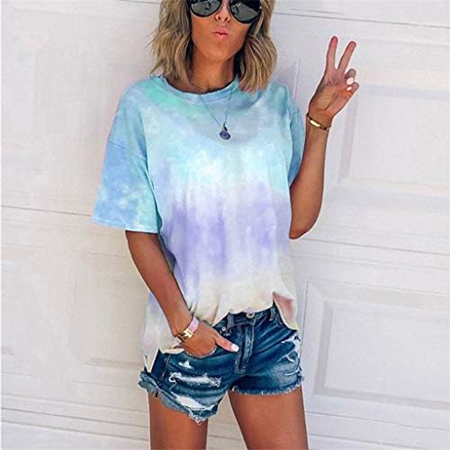 Camisetas de camisetas de grandes dimensões femininas Pulloves de tie-dye de tampes de verão Blusa solta Top de moda casual